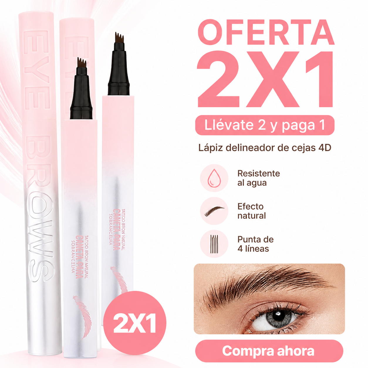 4D Waterproof Eyebrow Pencil | 2-in-1 Natural Effect